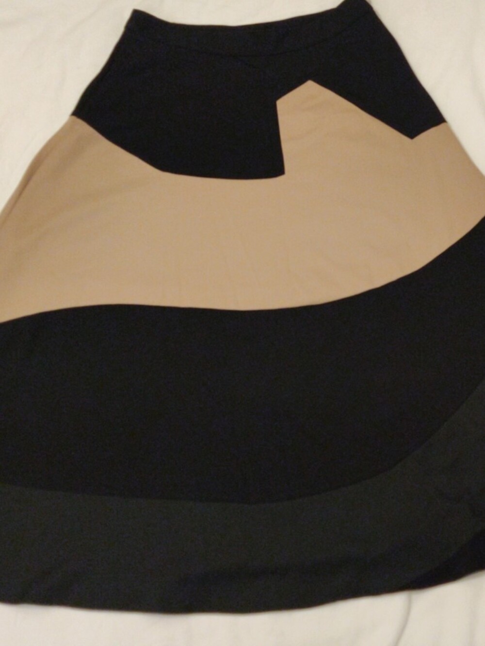 Beige Black and Tan Panel Circle Skirt